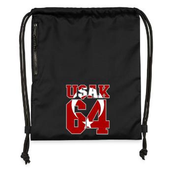 Usak 64 Türkei Flagge - Turnbeutel aus Recycling-Material - Schwarz - Vorne