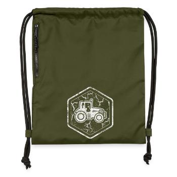 Symbol mit Trecker für Stolze Bauern und Landwirte - Turnbeutel aus Recycling-Material - military Green - Vorne