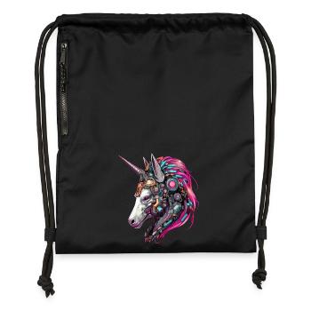 Robot Cyborg Licorne Cool - Unique - Sac à cordon en polyester recyclé - noir - Devant