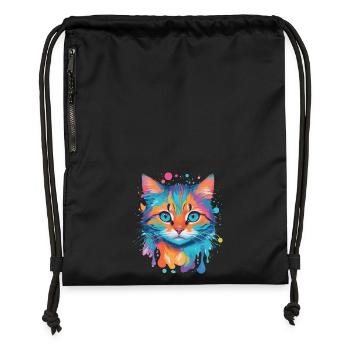 Niedliche Katze - Turnbeutel aus Recycling-Material - Schwarz - Vorne