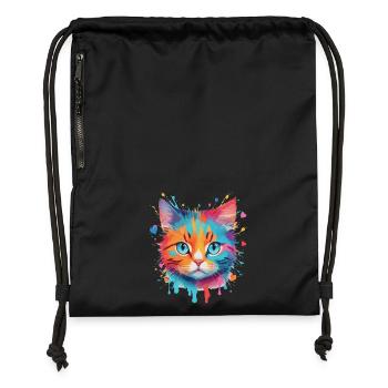 Niedliche Katze - Turnbeutel aus Recycling-Material - Schwarz - Vorne