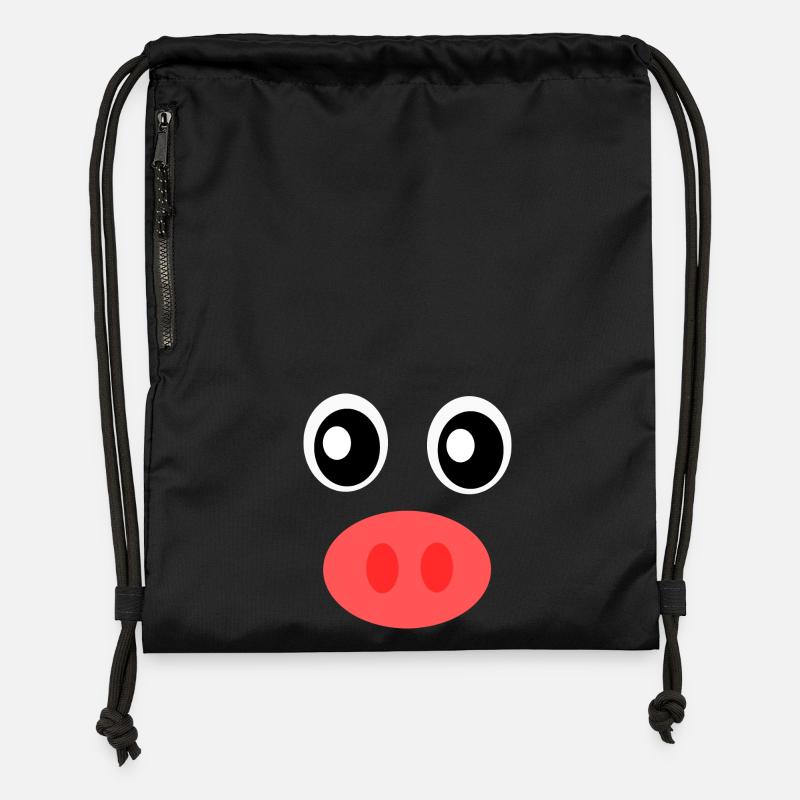 Fasching, Karneval, Kostüm, Schwein - Turnbeutel aus Recycling-Material - Schwarz