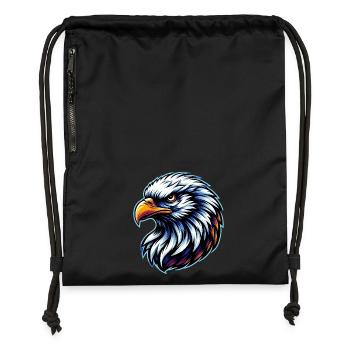 Pygargue à tête blanche - Sac à cordon en polyester recyclé - noir - Devant