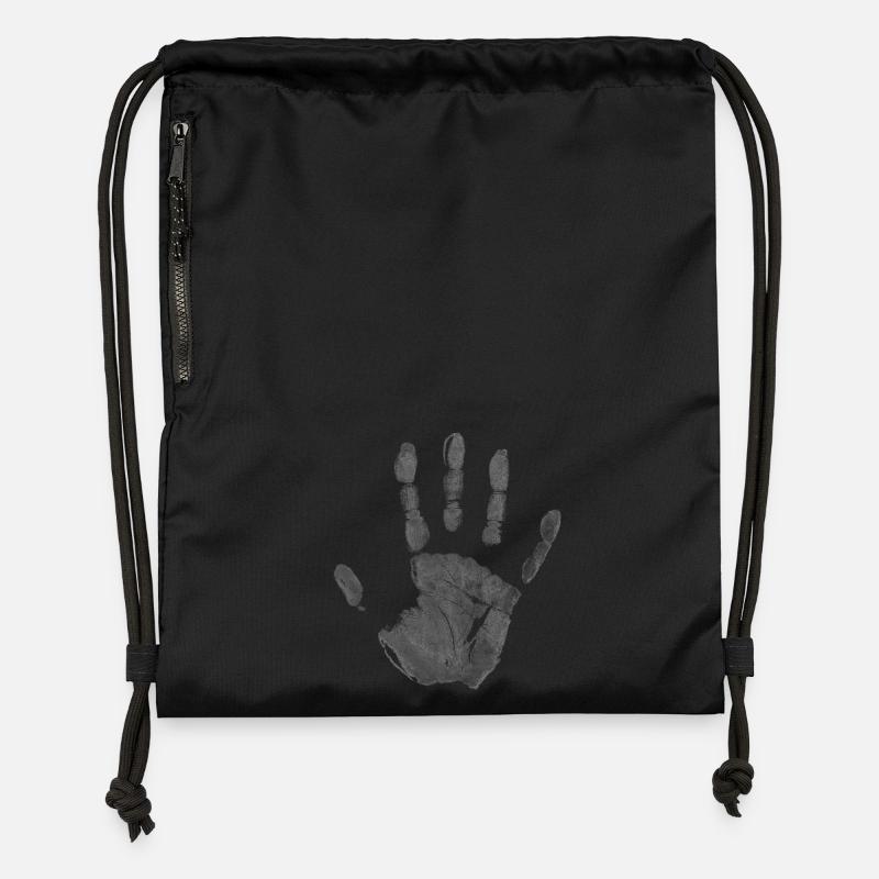 Empreinte de main, identité peinte, doigts et paume - Sac à cordon en polyester recyclé - noir