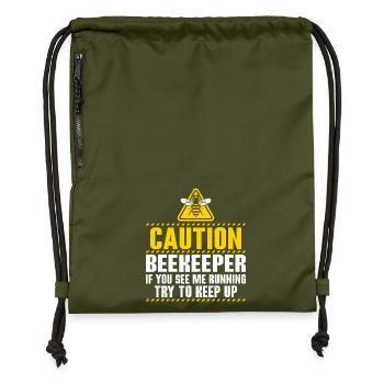 Caution Beekeeper If You See Me Running Beekeeping - Gymsac made from recycled material - military green - Front
