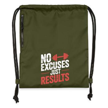 Pas d'excuses, résultats - Sac à cordon en polyester recyclé - military green - Devant