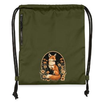 Fuchs Wald Pilze - Turnbeutel aus Recycling-Material - military Green - Vorne