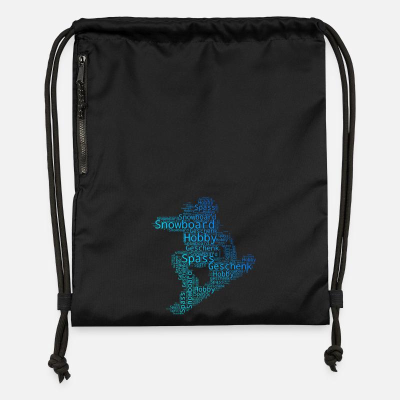 Motif de snowboard amusant - Sac à cordon en polyester recyclé - noir