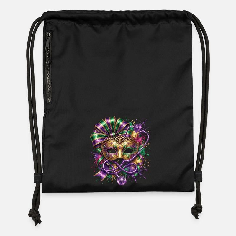 Mardi Gras Nurse Doctor Masque - Gymsac made from recycled material - black
