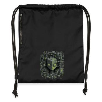 Cubic AI Core City Neon Green Shimmer - Gymsac made from recycled material - black - Front