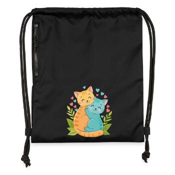 cuddling kittens - Gymsac made from recycled material - black - Front