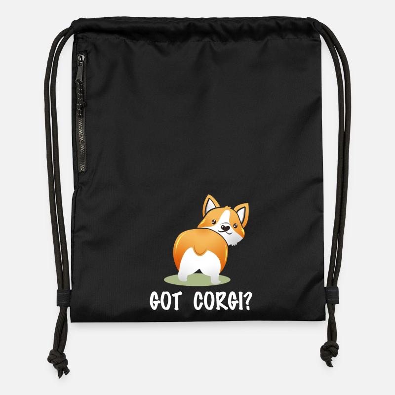 T’as des Corgi ? Corgi-Po espiègle - Sac à cordon en polyester recyclé - noir