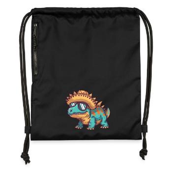 Dinosaure stégosaure Sombrero - Sac à cordon en polyester recyclé - noir - Devant