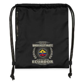 Never Underestimate Man ECUADOR png - Gymsac made from recycled material - black - Front