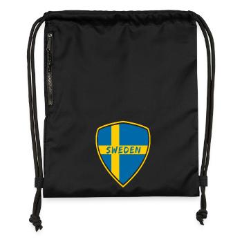 Schweden Wappen / Geschenk Skandinavien - Turnbeutel aus Recycling-Material - Schwarz - Vorne
