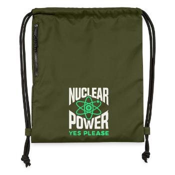 Nuclear Power Yes Please - Pro Clean Energy - Gymsac made from recycled material - military green - Front