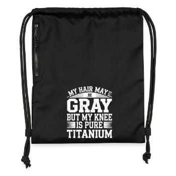 Humorvoll durch jede Reha - Turnbeutel aus Recycling-Material - Schwarz - Vorne