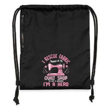 Je sauve le tissu piégé dans la boutique de courtepointe Quilter - Sac à cordon en polyester recyclé - noir - Devant