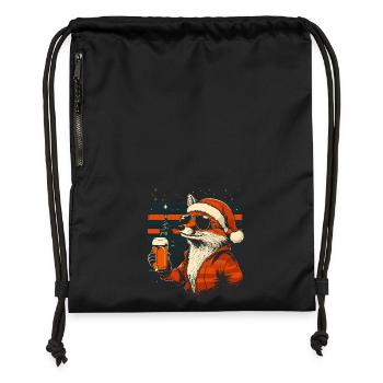 Weihnachten Bier Fuchs - Turnbeutel aus Recycling-Material - Schwarz - Vorne