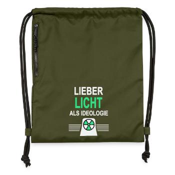 Lieber Licht als Ideologie - Ja zu Atomkraft - Turnbeutel aus Recycling-Material - military Green - Vorne