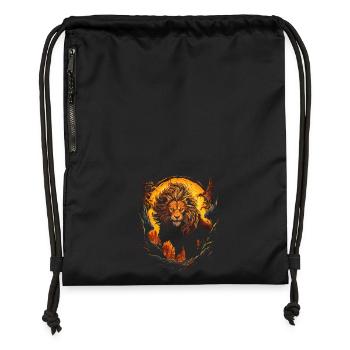 Lion, Lion's Head, Strong, Wild, Proud, Courageous, Royal - Gymsac made from recycled material - black - Front