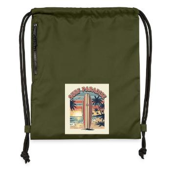 Surf Paradies Retro Design - Turnbeutel aus Recycling-Material - military Green - Vorne