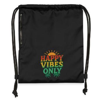 Summer Festival Happy Vibes Palm Paradise - Turnbeutel aus Recycling-Material - Schwarz - Vorne