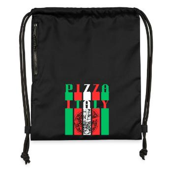 Pizza Italie Style Illustration - Sac à cordon en polyester recyclé - noir - Devant