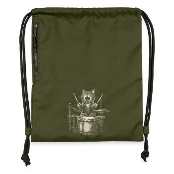 Katze Schlagzeug Drummer Rock Musik Lustig - Turnbeutel aus Recycling-Material - military Green - Vorne
