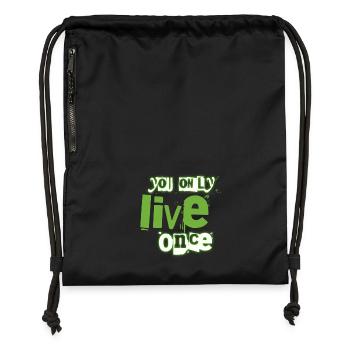 You Only Live Once Green Graffiti Look - Gymsac made from recycled material - black - Front