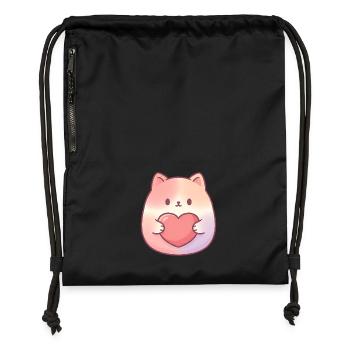 Cuddly Kitten Heart Love - Gymsac made from recycled material - black - Front