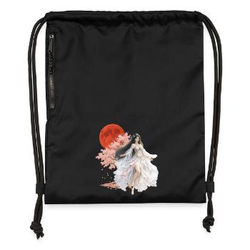 Enchanteresse Fleur au Clair de Lune - Sac à cordon en polyester recyclé - noir - Devant