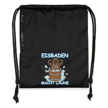 Eisbaden Seehund - Turnbeutel aus Recycling-Material - Schwarz - Vorne