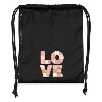 Love Patchwork Pink Quilt Trend Design - Gymsac made from recycled material - black - Front
