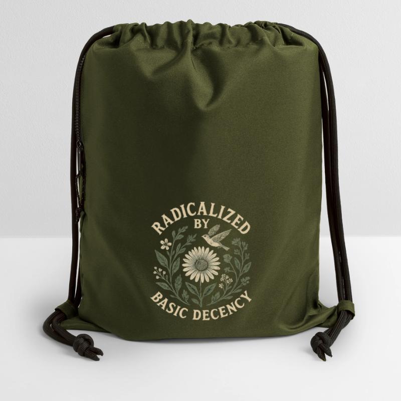 Radicalized by Basic Decency Statement Trend Gymsac made from recycled material