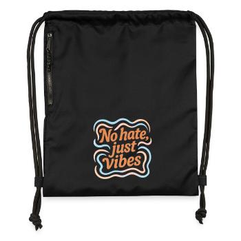 No Hate Just Vibes – Positive Vibes Statement - Turnbeutel aus Recycling-Material - Schwarz - Vorne