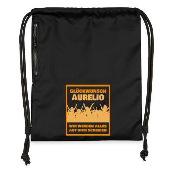 Glückwunsch Aurelio JubelCrowd - Turnbeutel aus Recycling-Material - Schwarz - Vorne