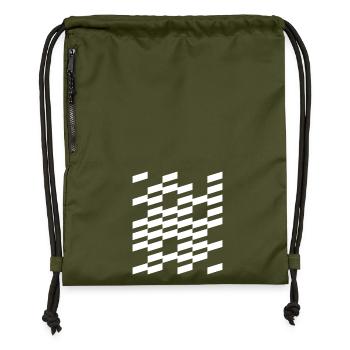 Diagonal Plaid Geometric design - Gymsac made from recycled material - military green - Front