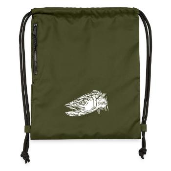 Large vintage barracuda with dangerous teeth - Gymsac made from recycled material - military green - Front