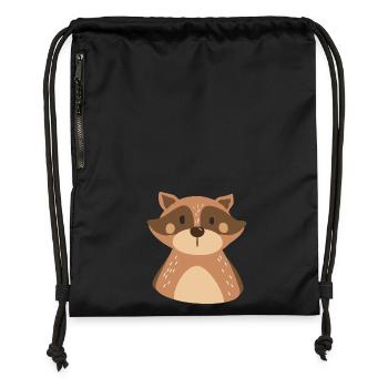 Cuddly raccoon illustration - Gymsac made from recycled material - black - Front