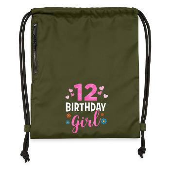 Fille d'anniversaire - 12 ans - Sac à cordon en polyester recyclé - military green - Devant