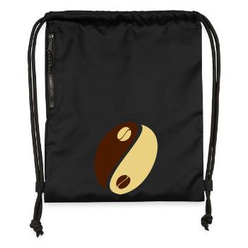 Coffee Bean Yin Yang - Sac à cordon en polyester recyclé - noir - Devant