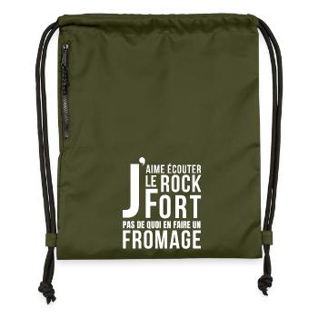 Roquefort, fromage, fromage humour - Sac à cordon en polyester recyclé - military green - Devant