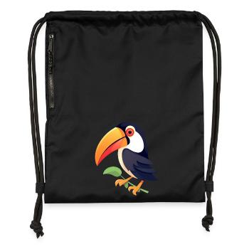 Minimalist toucan with red eyes - Gymsac made from recycled material - black - Front