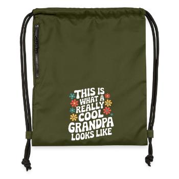 Papy Grand-père Famille Fête des pères - Sac à cordon en polyester recyclé - military green - Devant