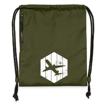 Flugzeuge Skizze - Turnbeutel aus Recycling-Material - military Green - Vorne