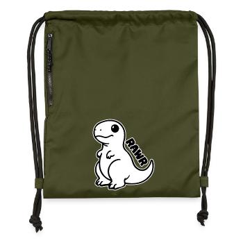 Cute Dinosaur - T-rex Rawr Design - Gymsac made from recycled material - military green - Front