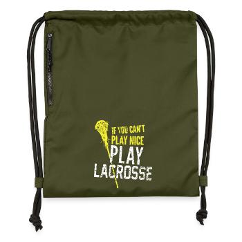 Play Lacrosse - Gymsac made from recycled material - military green - Front