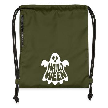 Halloween Ghost - Cool Spooky Logo - Gymsac made from recycled material - military green - Front