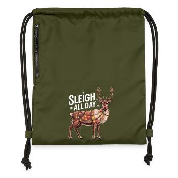 Sleigh All Day - Gymsac made from recycled material - military green - Front